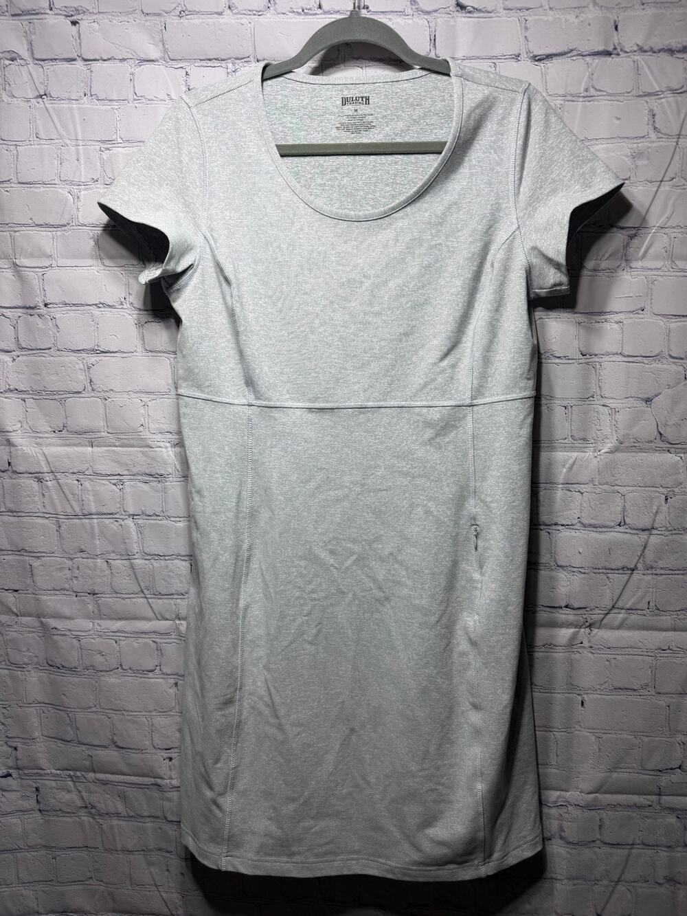 Duluth Trading Co Womens Micro Striped Scoop Neck Short Sleeve Dress Sz M